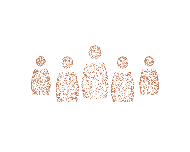 Personas dibujado con puntos de cobre